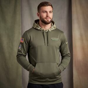 Nike Men's Seattle Seahawks Salute to Service Hoodie Olive Camo USA NFL M